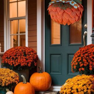 Farmhouse Pumpkin Wreath For Front Door