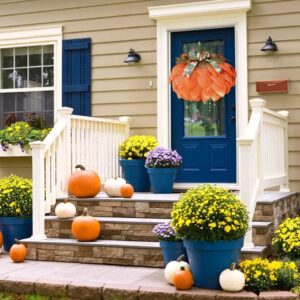 Farmhouse Pumpkin Wreath For Front Door