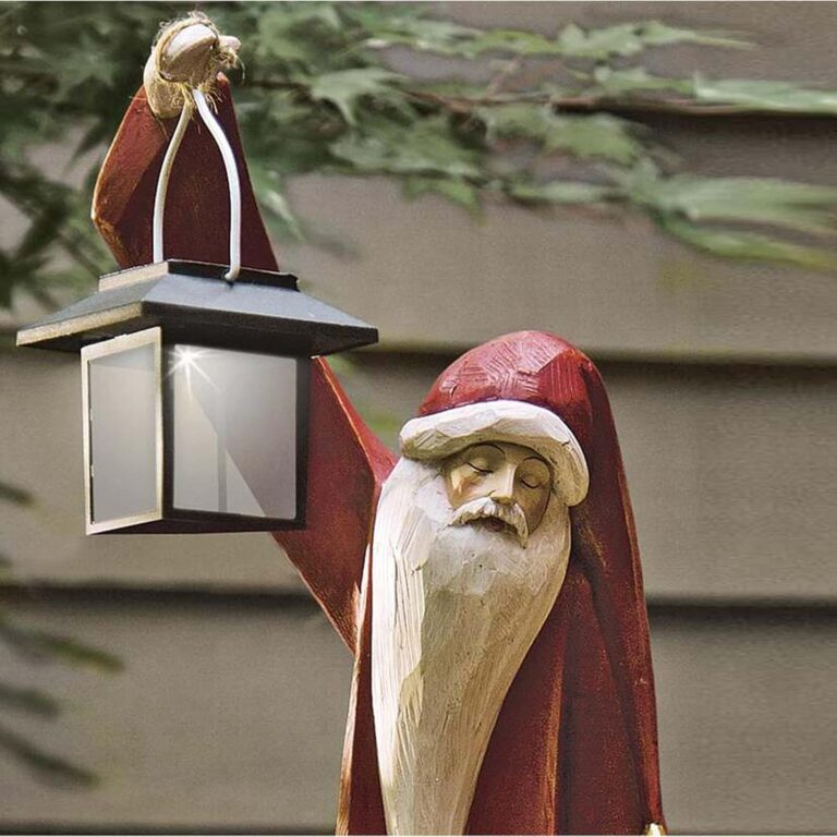 Santa and Snowman Sculpture with Solar Lantern