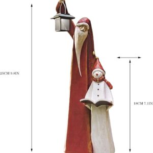 Santa and Snowman Sculpture with Solar Lantern